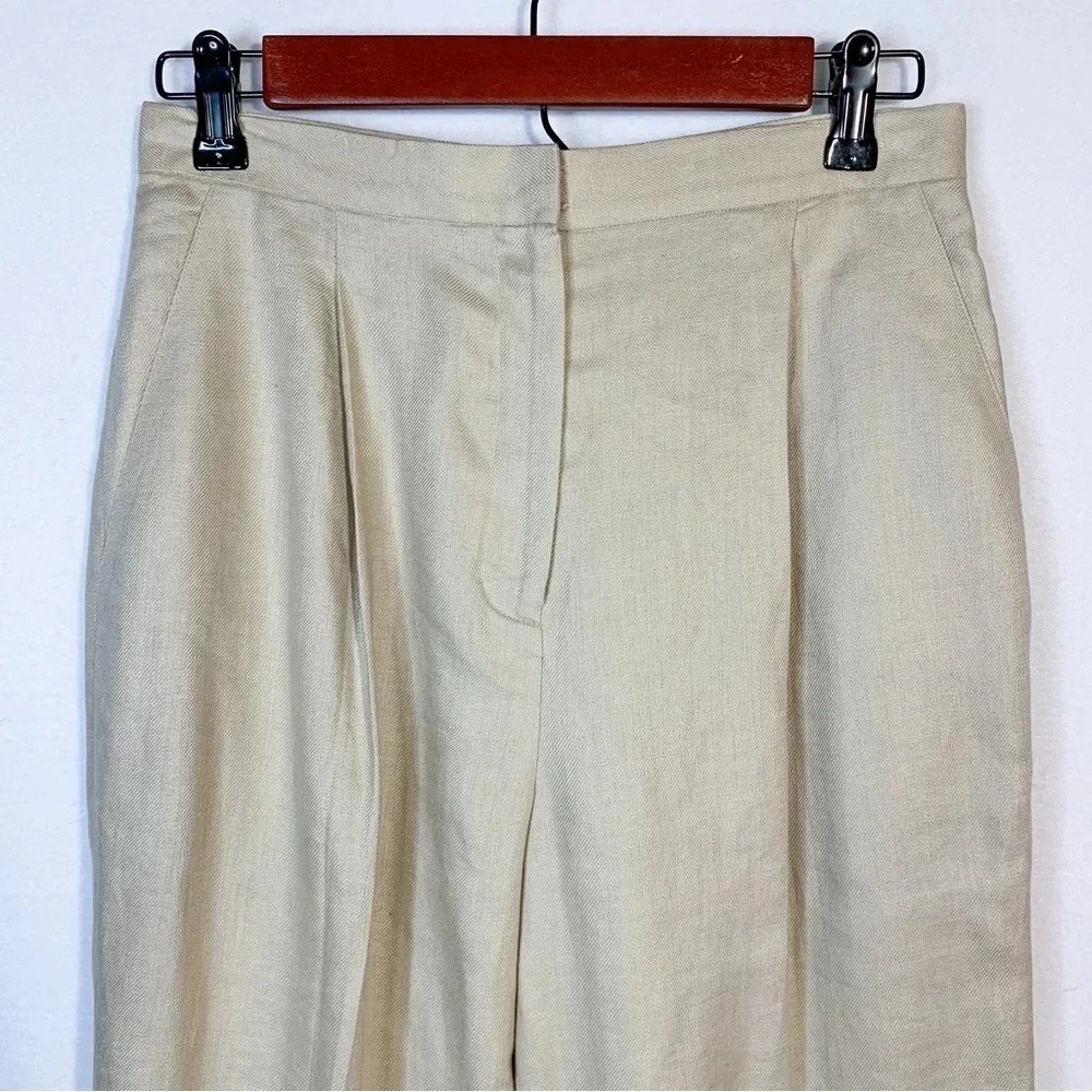 Ralph Lauren 100% Linen High Rise Beige Pants - Picture 4 of 7